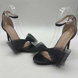 NEW Perphy Stiletto Heels‎ Womens 7 Black Bow Ankle Strap Evening Party Shoes